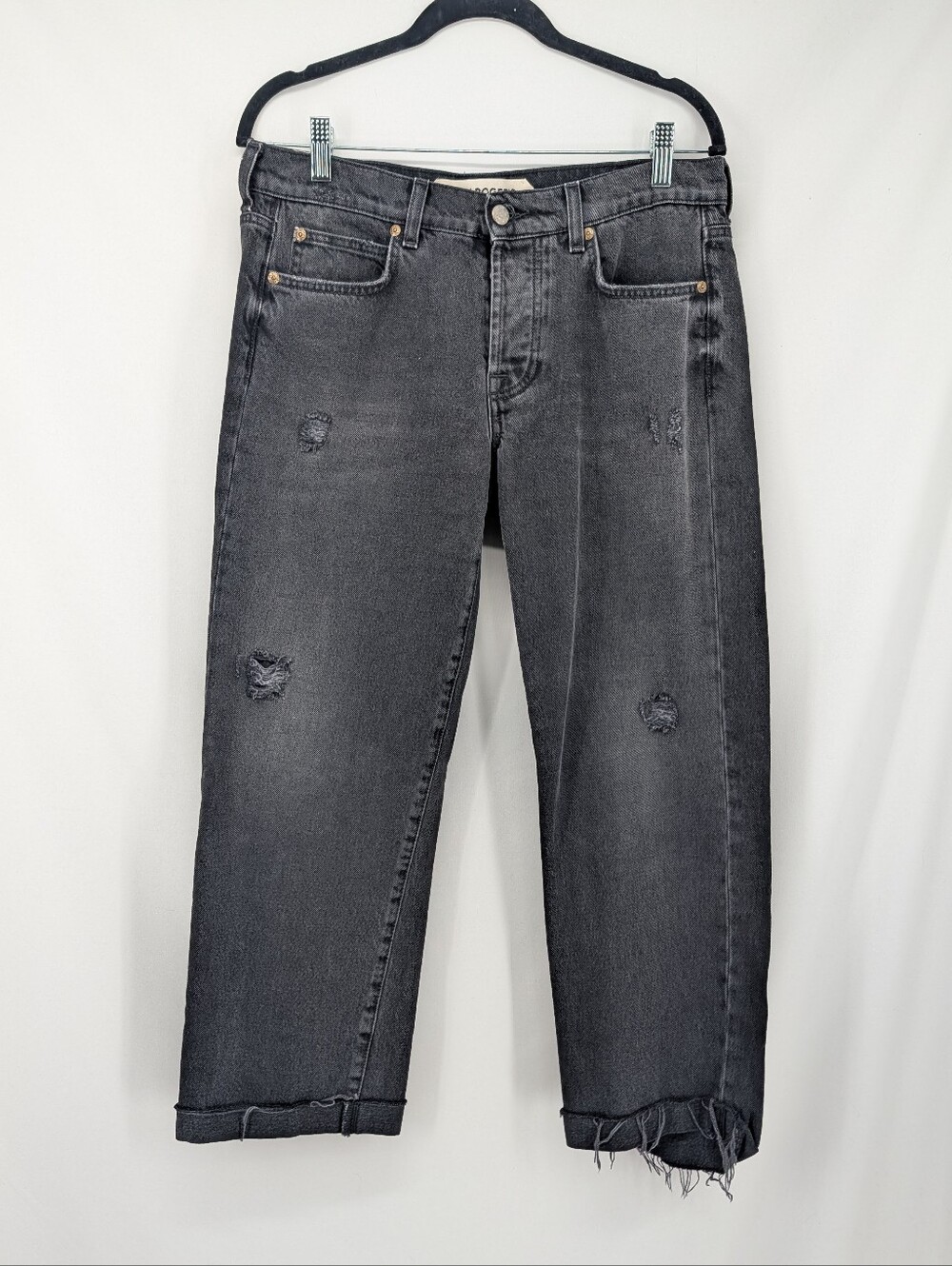 Roy Rogers Womens Oskar Old Glory Denim Black Straight Leg Ankle Jeans Size 28